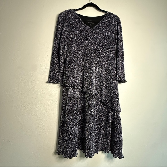 Connected Apparel Chic Black, Gray and White  V-Neck, Long Sleeve Dress. Sz 10 - Picture 1 of 10